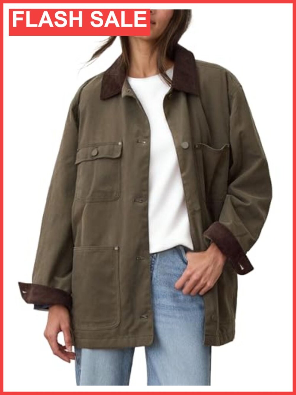 Oversized Utility Barn Jacket Corduroy Collar Cotton Quilted Casual Coat